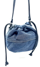 Load image into Gallery viewer, Olive Denim Drawstring Bag