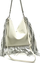 Load image into Gallery viewer, Dakota Fringed Hobo Bag — Winter White