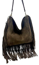 Load image into Gallery viewer, Dakota Fringed Hobo Bag — Dark Chocolate suede