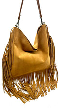 Load image into Gallery viewer, Dakota Fringed Hobo Bag — Light Tan Suede