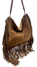 Load image into Gallery viewer, Dakota Fringed Hobo Bag — Cacao brown suede