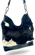 Load image into Gallery viewer, Chloe Cowhide Hobo Bag — Black and White