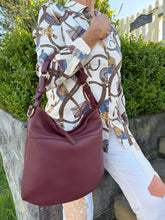 Load image into Gallery viewer, Juliette Hobo Bag - Burgundy with nickel hardware