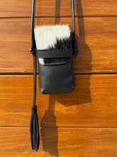 Load image into Gallery viewer, Casey Tech Pouch — Black and White Cowhide