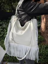 Load image into Gallery viewer, Dakota Fringed Hobo Bag — Winter White