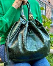 Load image into Gallery viewer, Michelle Double Handle Drawstring bag - Forest Snake