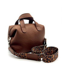 Load image into Gallery viewer, Gracie micro tote — Tan with leopard handle