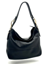 Load image into Gallery viewer, Christina hobo tote (small) — Black with gold hardware