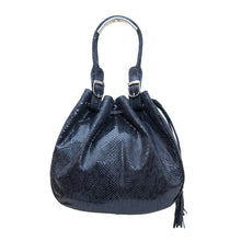 Load image into Gallery viewer, Michelle Double Handle Drawstring Bag - Charcoal Snake