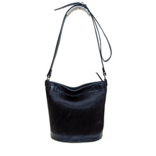 Load image into Gallery viewer, Izzy Cowhide Bucket Bag - Black Cowhide