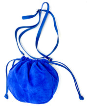 Load image into Gallery viewer, Olivia Drawstring Bag - Cobalt Blue Suede