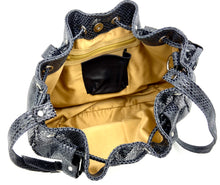 Load image into Gallery viewer, Michelle Double Handle Drawstring Bag - Charcoal Snake