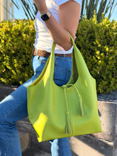 Load image into Gallery viewer, Alice Large Tote — Lime Green
