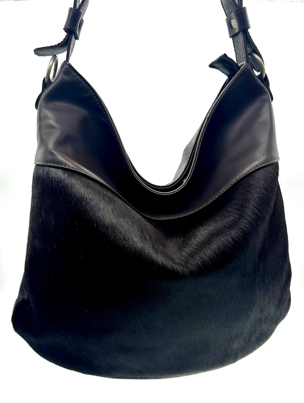Juliette Cowhide Hobo Bag — Dark Brown