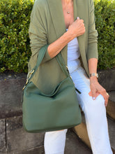 Load image into Gallery viewer, Christina Hobo Tote (small) — Forest Green
