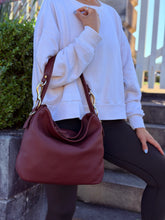 Load image into Gallery viewer, Christina Hobo Tote Bag (small) — Burgundy
