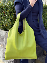 Load image into Gallery viewer, Bobby Large Tote Bag, Italian Leather — Lime Green
