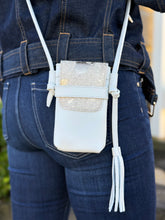 Load image into Gallery viewer, Casey Tech Pouch — Zinc with ivory and gold cowhide
