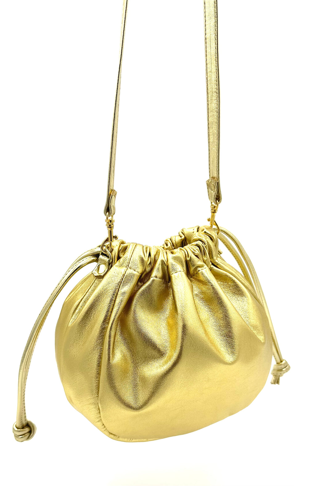 Metallic Olivia Drawstring Bag - Gold