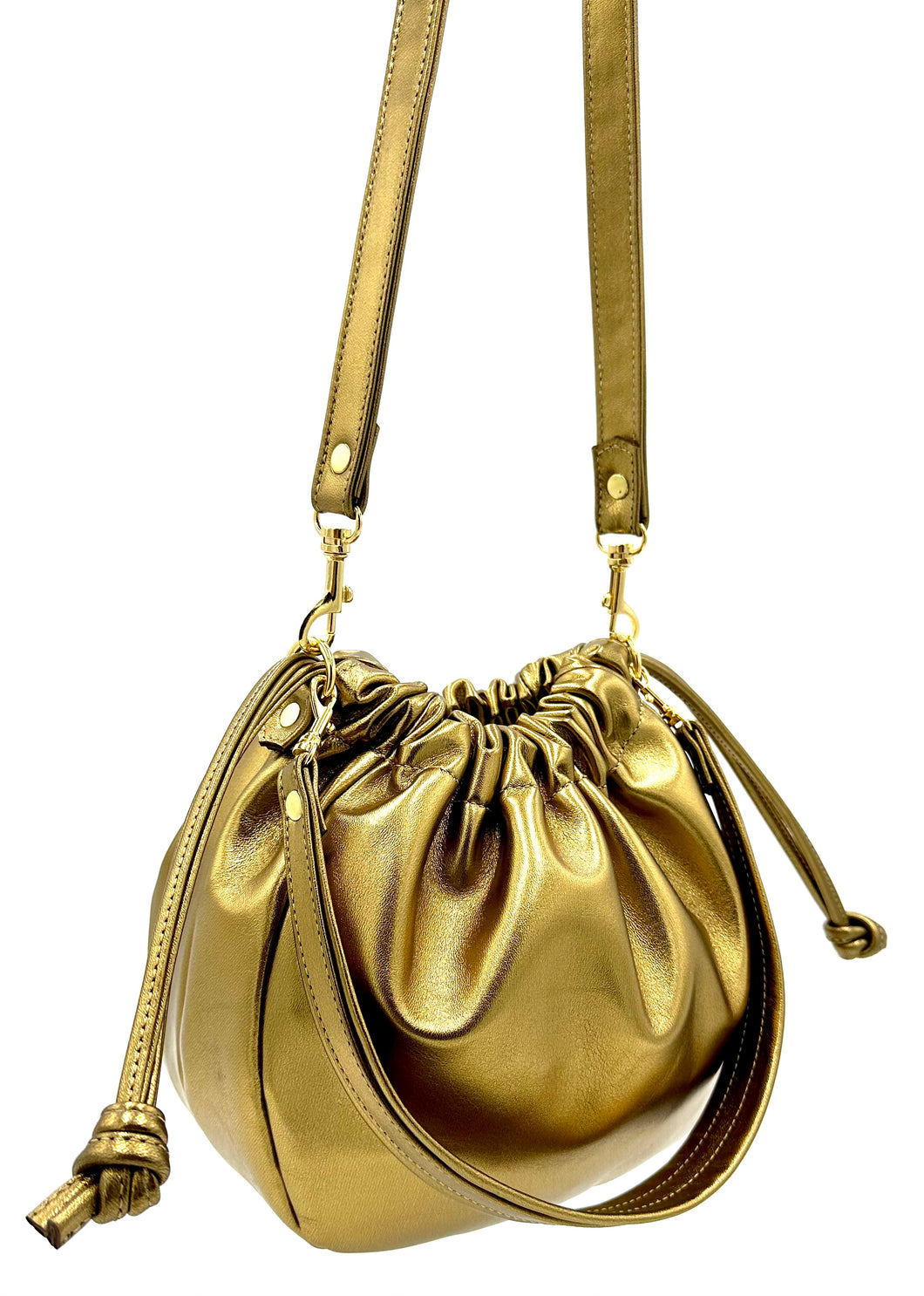 Olive Drawstring Bag - Bronze Metallic