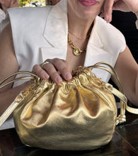 Load image into Gallery viewer, Metallic Olivia Drawstring Bag - Gold
