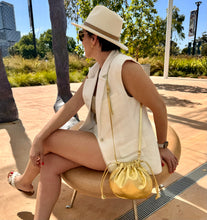 Load image into Gallery viewer, Metallic Olivia Drawstring Bag - Gold
