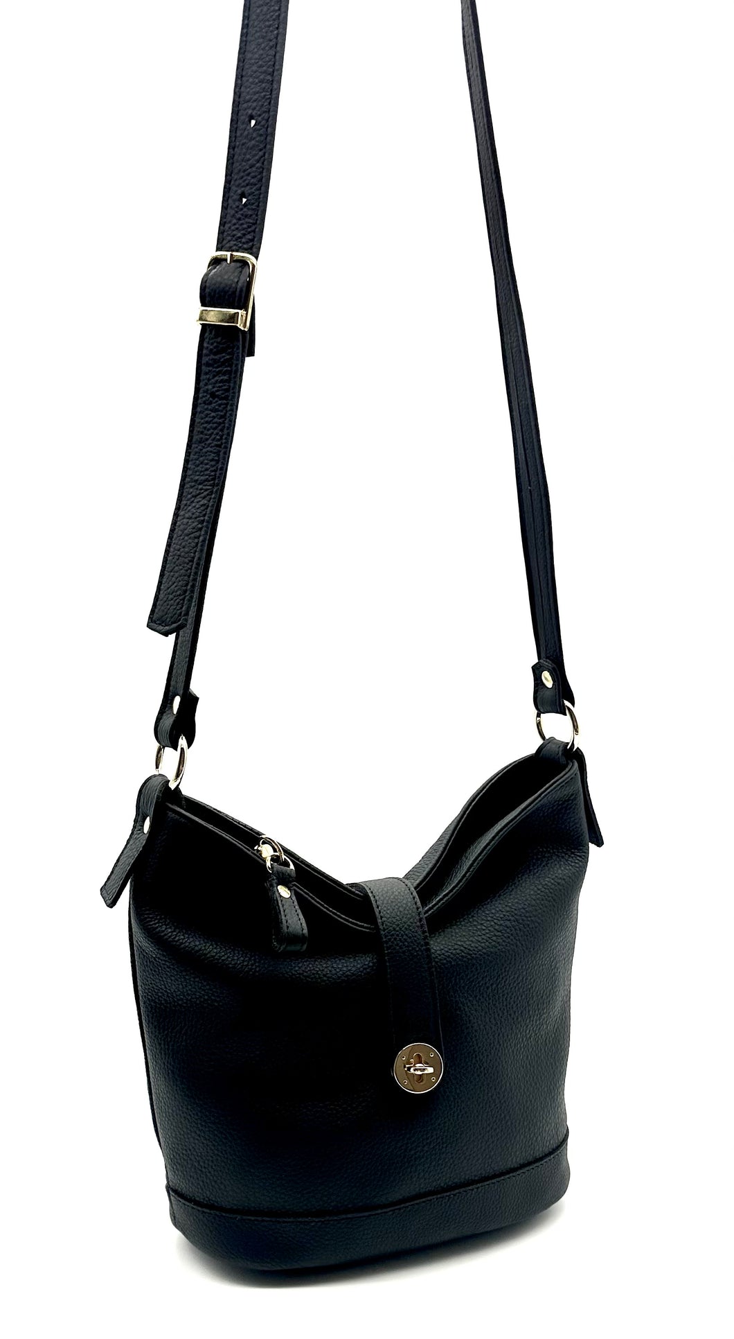 Isabella Small Bucket Bag — Black