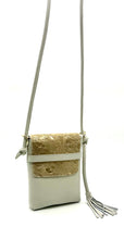 Load image into Gallery viewer, Mindy Cross Body Bag — Zinc with ivory &amp; gold cowhide
