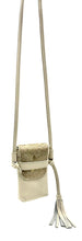 Load image into Gallery viewer, Casey Tech Pouch — Winter white with ivory &amp; gold cowhide
