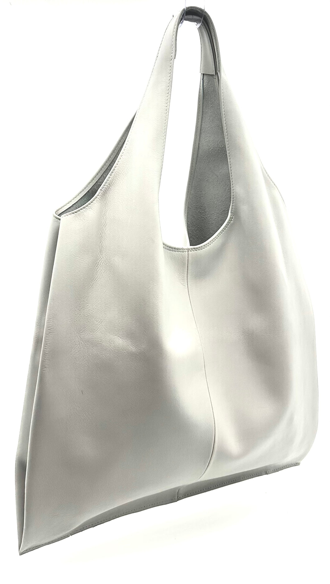 Bobby Large Tote Bag, Italian Leather — Ice Grey