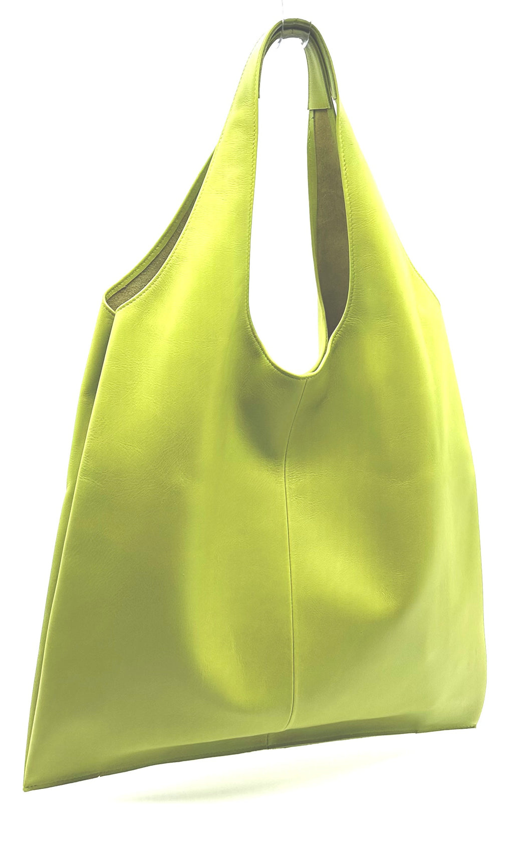 Bobby Large Tote Bag, Italian Leather — Lime Green