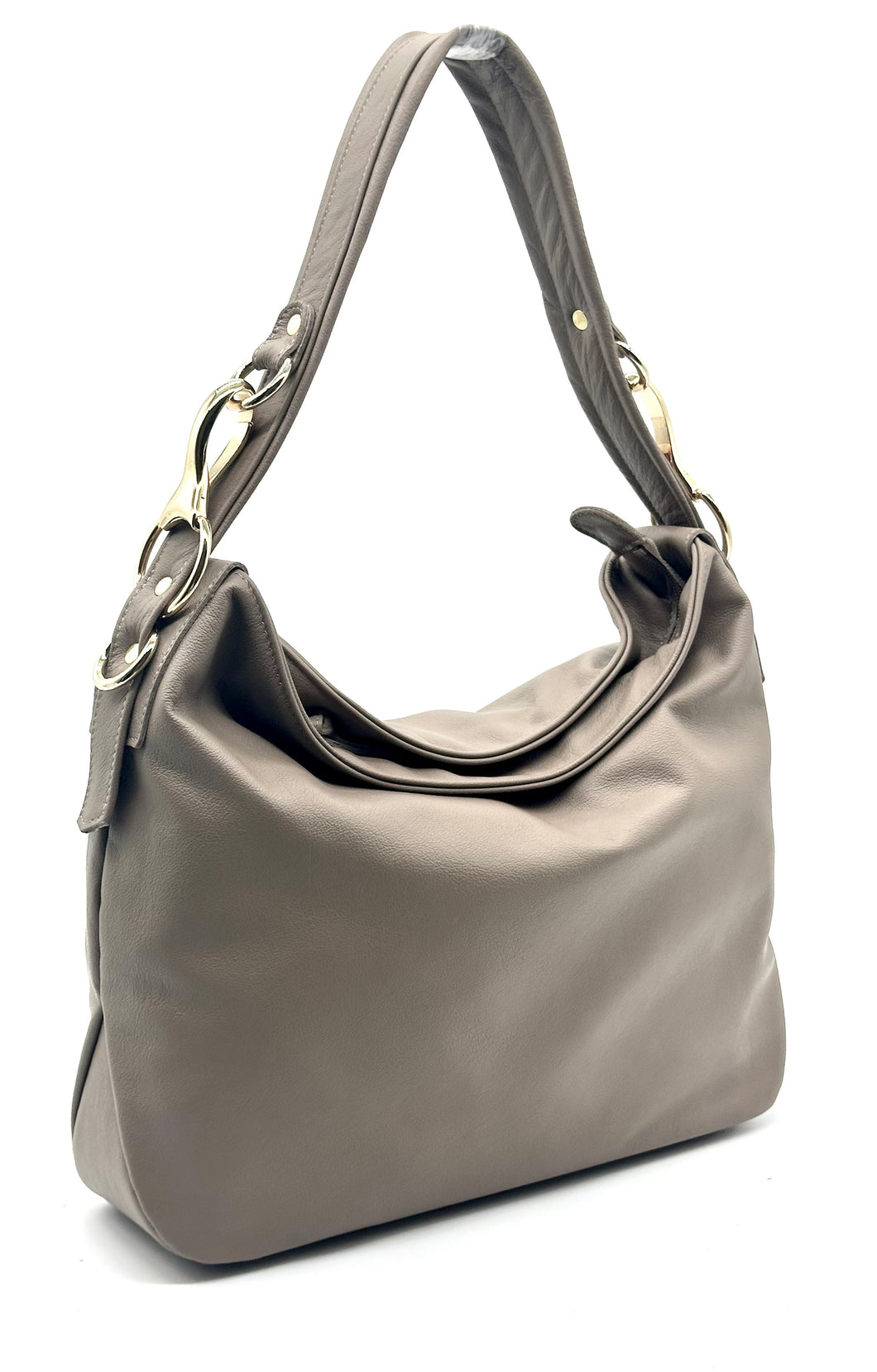 Christina Hobo Bag (small) — Taupe with gold hardware