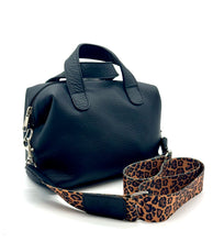 Load image into Gallery viewer, Gracie micro tote — Black with leopard handle
