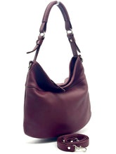 Load image into Gallery viewer, Juliette Hobo Bag - Burgundy with nickel hardware
