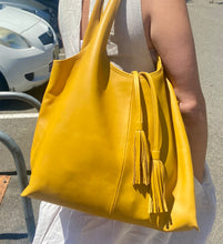 Load image into Gallery viewer, Alice Large Tote - Italian Leather - Ochre Yellow
