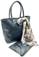 Load image into Gallery viewer, Piper Tote Bag with scarf — Navy
