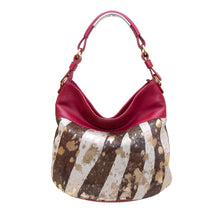 Load image into Gallery viewer, Juliette Cowhide Hobo Bag - Zebra/Red
