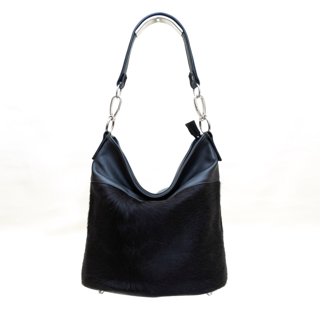 Marcella Bucket Bag - Black Cowhide