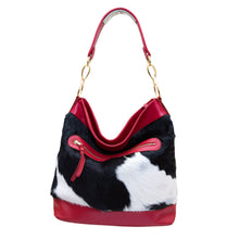 Load image into Gallery viewer, Chloe Cowhide Hobo Tote with Leather Trim
