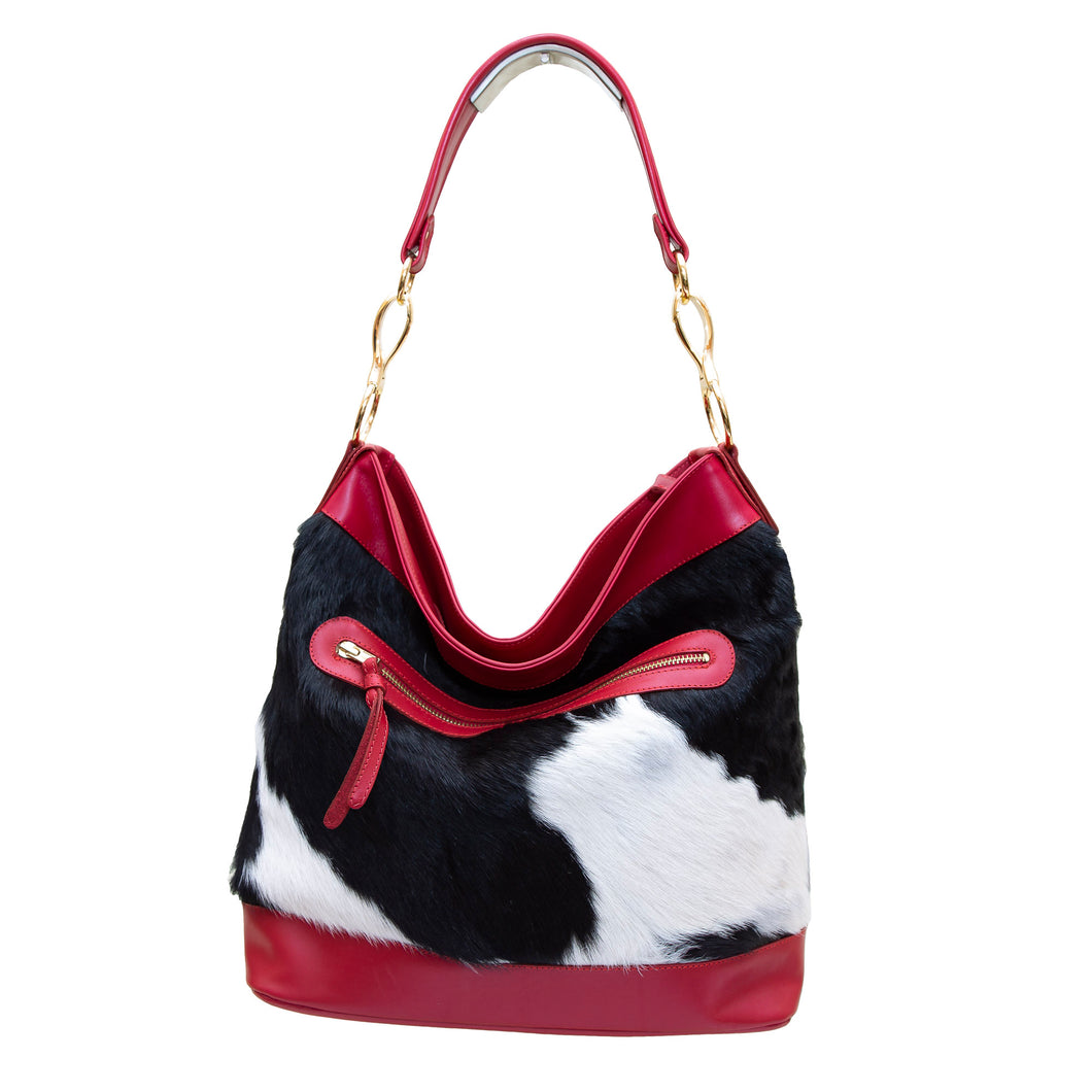 Chloe Cowhide Hobo Tote with Leather Trim