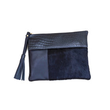 Load image into Gallery viewer, Sofia Clutch/Shoulder Bag - Black Cowhide
