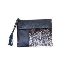 Load image into Gallery viewer, Sofia Clutch/Shoulder Bag - Salt &amp; Pepper Cowhide
