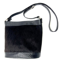 Load image into Gallery viewer, Izzy Cowhide Bucket Bag - Black Cowhide
