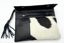 Load image into Gallery viewer, Sofia Clutch and Shoulder Bag - Black &amp; White Cowhide
