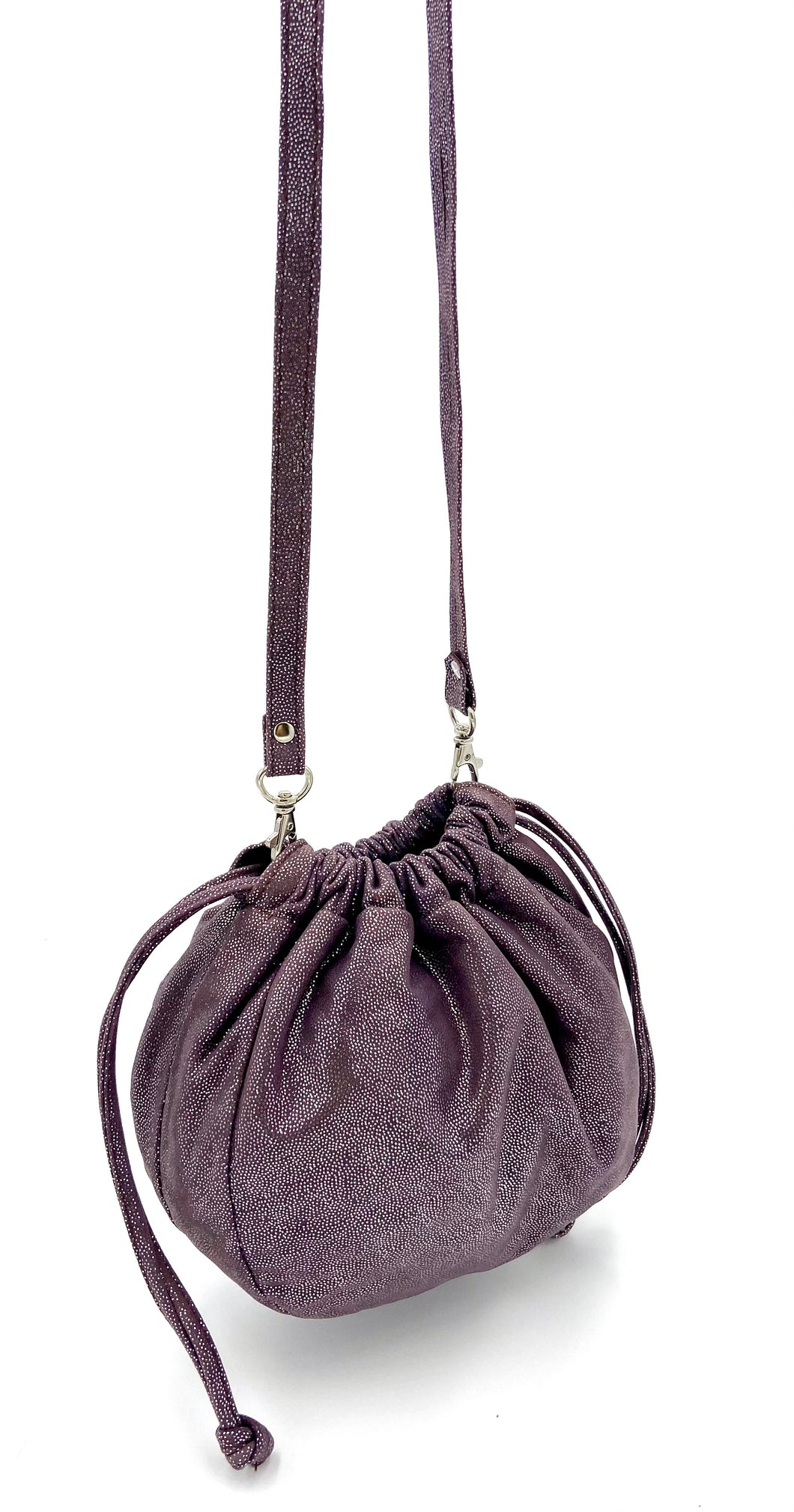 Metallic Olivia Drawstring Bag - Lilac Glitter