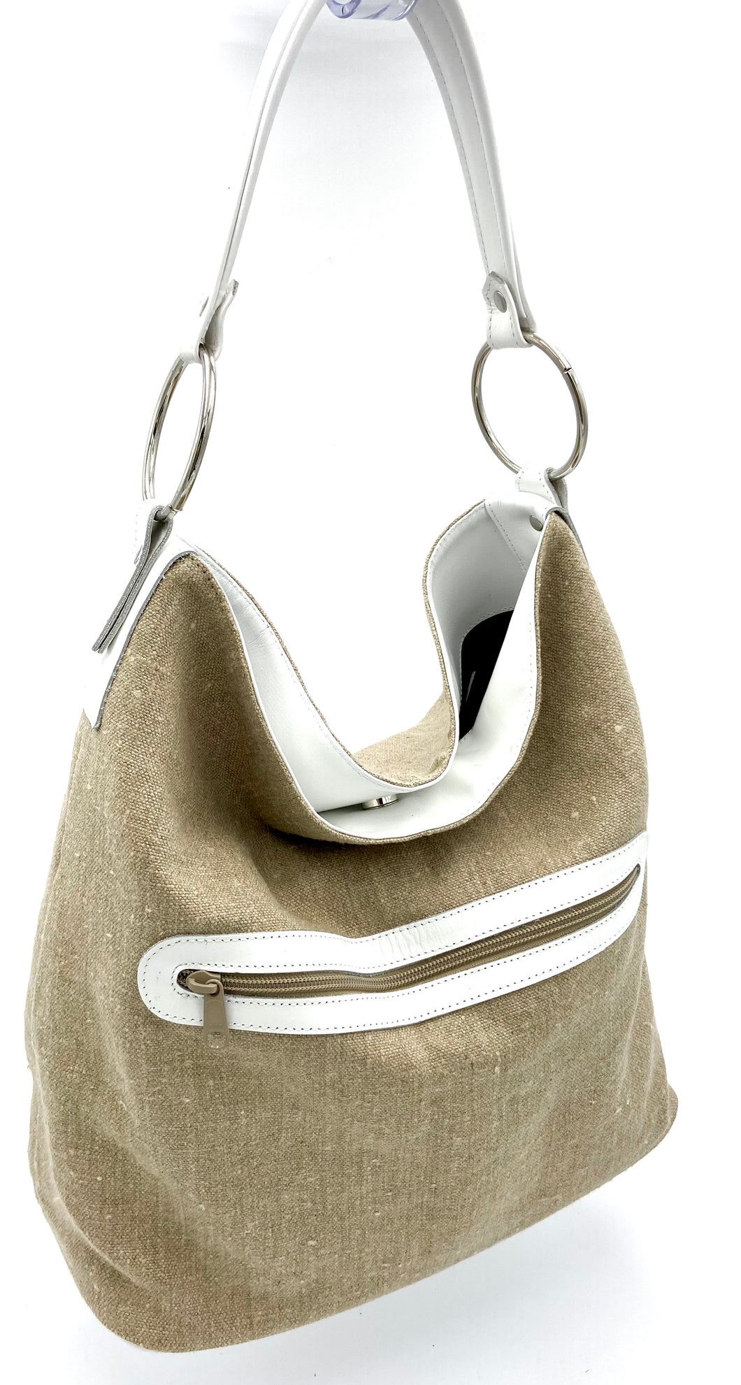 Chloe Hobo Tote - Linen/White