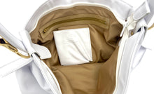 Load image into Gallery viewer, Christina Hobo Tote (medium) — White with gold
