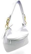 Load image into Gallery viewer, Christina Hobo Tote (medium) — White with gold

