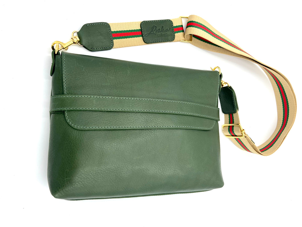 Andy cross body bag - Moss Green Italian Leather