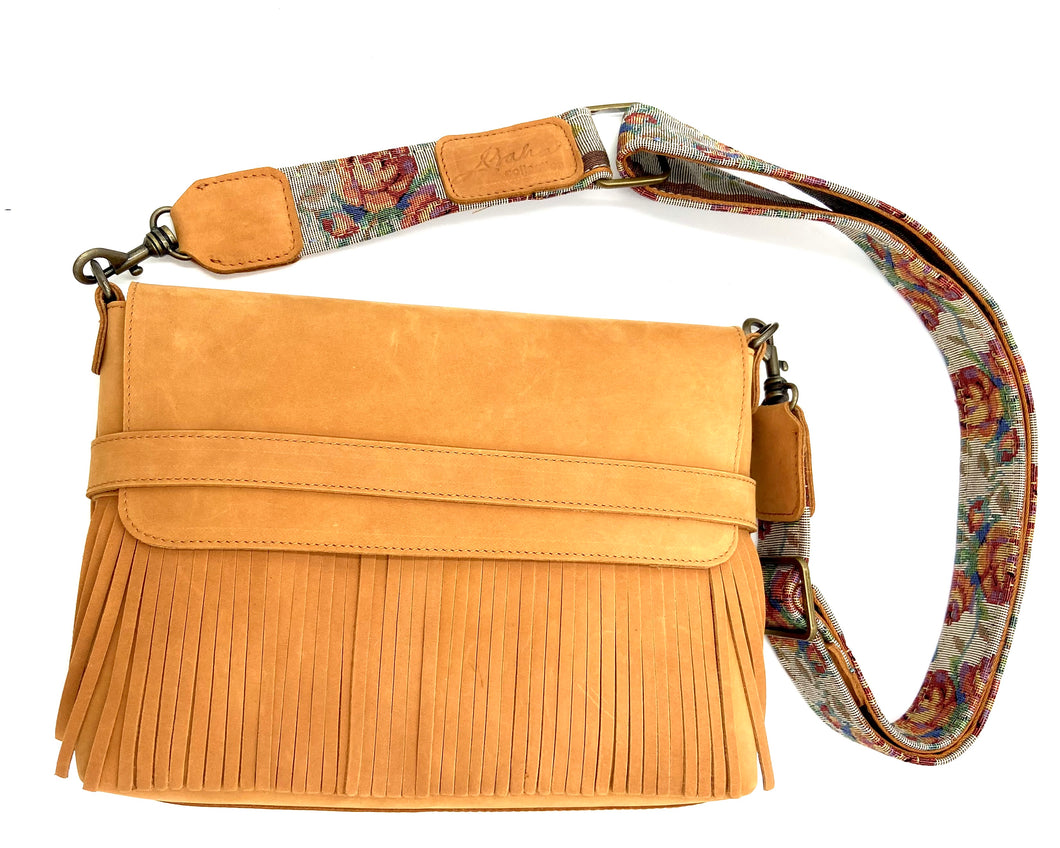 Andy cross body bag - Tan Fringes